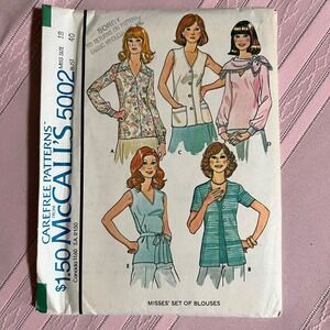 Vintage‎ 1970's McCall's 5002 Ladies 5 Blouses Sewing Pattern Size 18 Bust 40